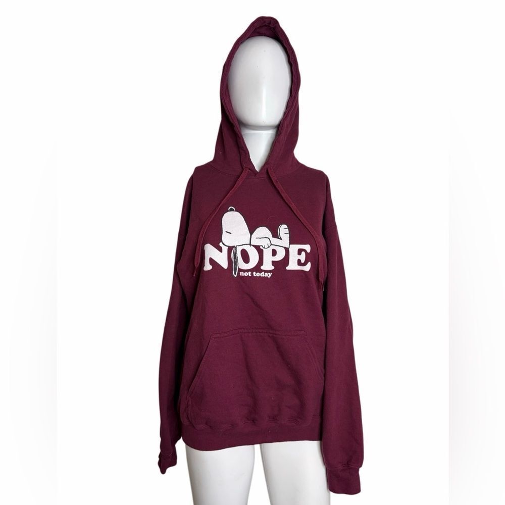 Women's Maroon Hoodie with Snoopy Graphic Print Size Small